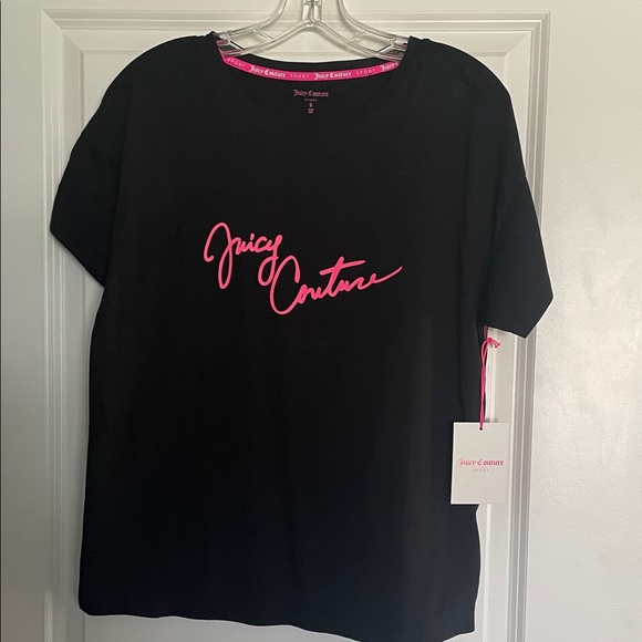 Juicy Couture Tops - Juicy Couture Black Tee with Vibrant Pink Script